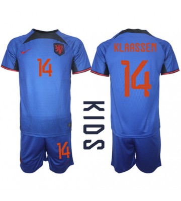 Holland Davy Klaassen #14 Udebanesæt Børn VM 2022 Kort ærmer (+ korte bukser)